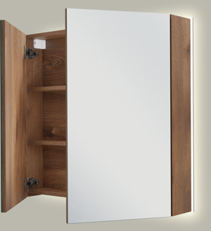 Linie Montro spiegelkast 80 x 75 cm bruin eiken met spiegelverlichting