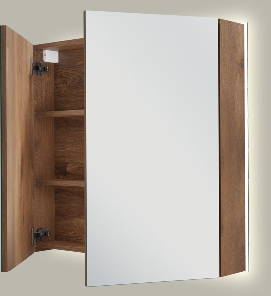 Linie Montro spiegelkast 80 x 75 cm bruine eik met spiegelverlichting