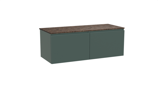 Balmani Sfera zwevend badkamermeubel 135 x 55 cm forest met Stretto enkel of dubbel tablet in marmer dark emperador