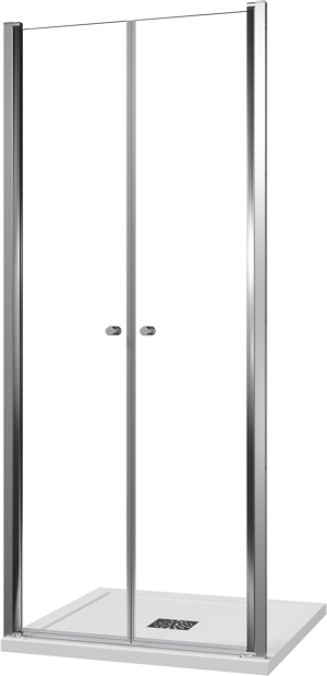 Luca Varess Kuresa porte battante 90 x 200 cm verre transparent profil chrome brillant