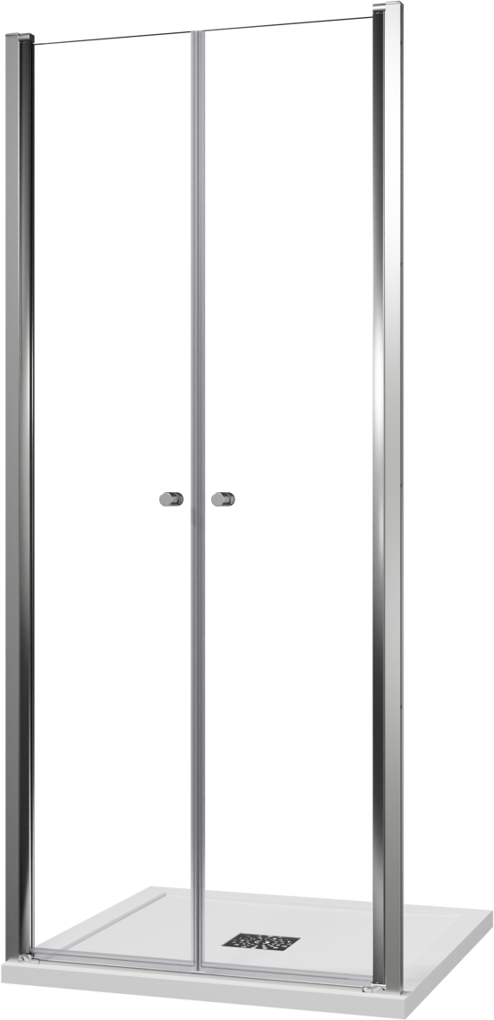Luca Varess Kuresa porte battante 90 x 200 cm verre transparent profil chrome brillant