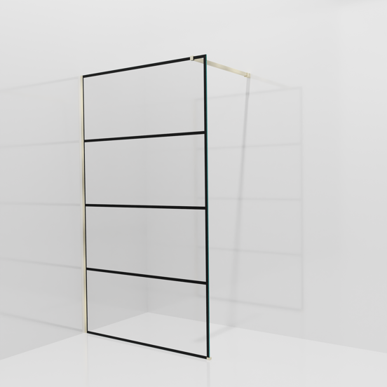 Balmani Modular inloopdouche: 120 x 200 cm, Lined met coating, Brushed Champagne Gold profielen