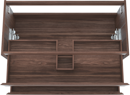 Balmani Mitra hängender Waschbeckenunterschrank: 120 x 55 cm, Nussbaum, Furnierholz, 2 Schubladen