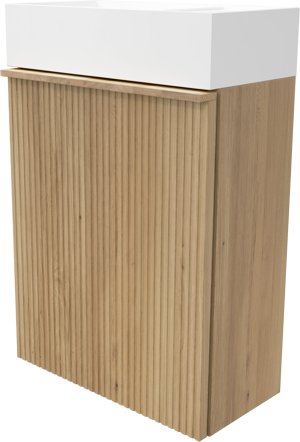 Balmani Forma meuble wc suspendu 42 x 21 cm chêne naturel avec Loop lavabo en Solid Surface mat