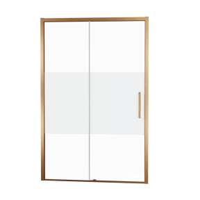 Balmani Senses Design porte coulissante à gauche 160 cm x 210 cm verre transparent avec bande matte, Profil Brushed Rosegold