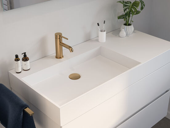 Storke jura plan vasque asymétrique à gauche mat Solid Surface 100 x 46 cm