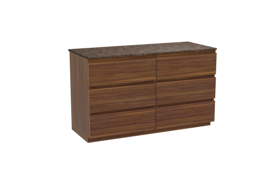 Balmani Lucida staand badkamermeubel 135 x 55 cm amerikaanse notelaar met Stretto enkel of dubbel tablet in marmer dark emperador