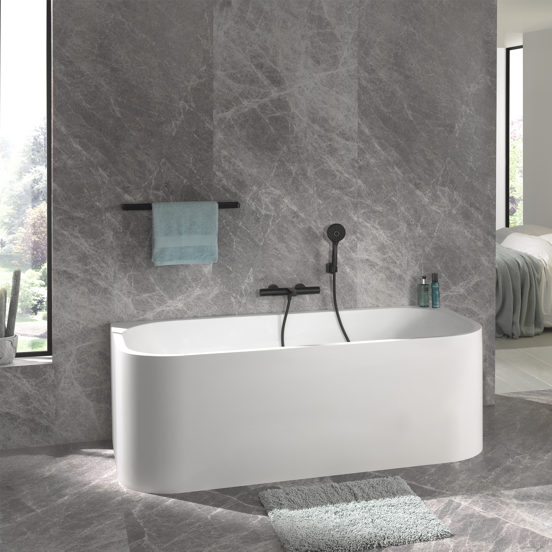 Blaufoss Apollo robinet de bain robinet thermostatique montage mural extérieur noir mat