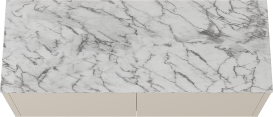 Balmani Eclips hängendes Möbelstück Set: 150 x 55 cm, Sandbeige, mit Stretto Einzel- oder Doppel Waschtischplatte Carrara-Marmor