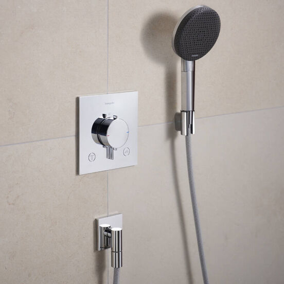Hansgrohe Ecostat Comfort E Thermostat-Duscharmatur: Unterputz, für 2 Verbraucher, Chrom glänzend