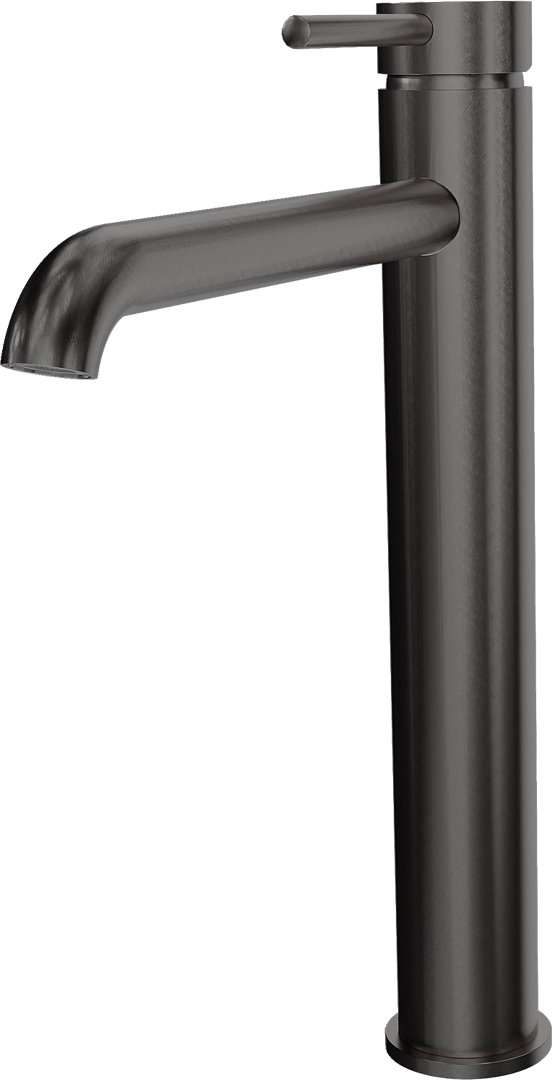 Blaufoss Round verhoogde wastafelkraan Brushed GunMetal