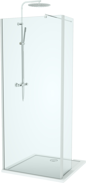 Linie Twist douche à l'italienne avec panneau latéral pivotant 90 x 200 cm verre transparent profil chrome brillant