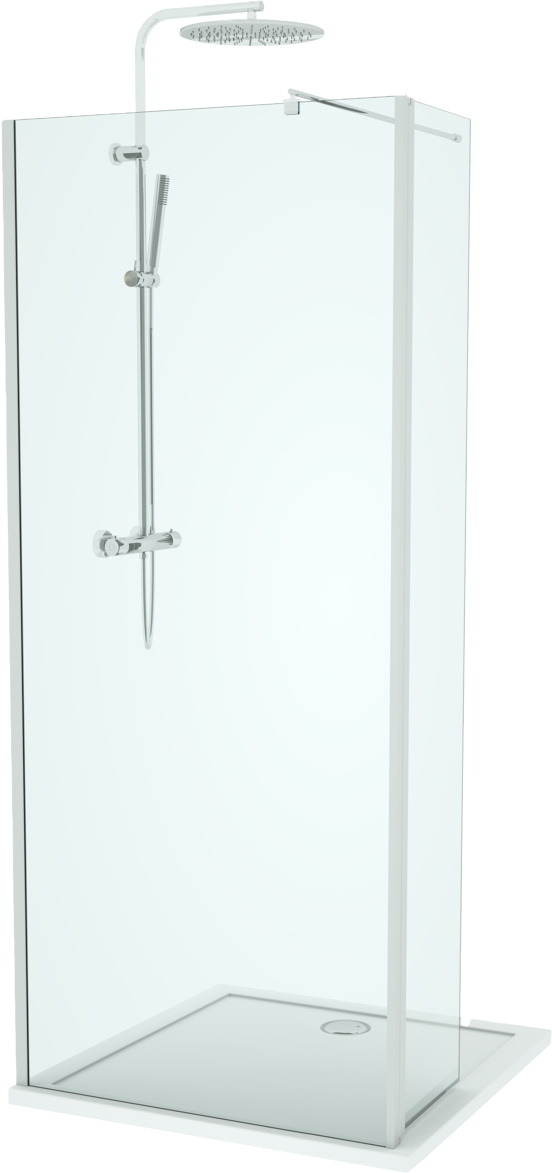 Linie Twist inloopdouche met beweegbare zijwand 90 x 200 cm helder glas glanzend chroom profiel