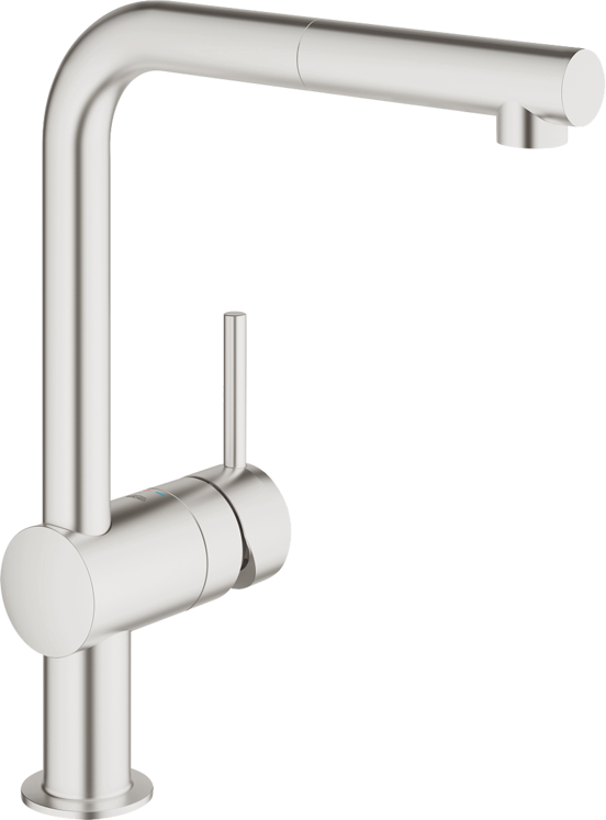 Grohe Minta L Küchenarmatur mit ausziehbarer Handbrause: Supersteel