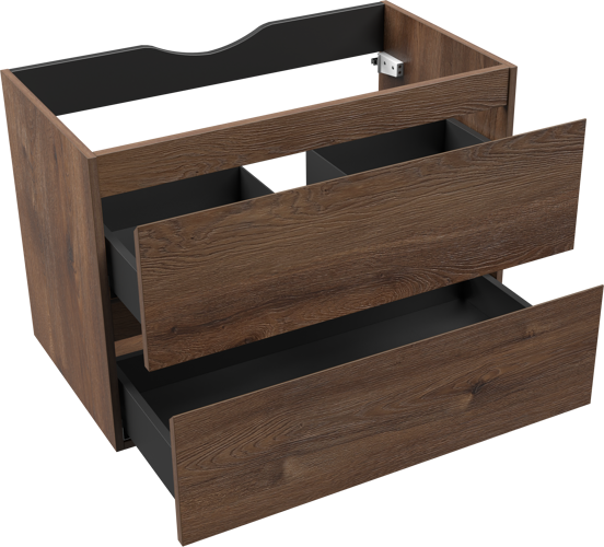 Linie Lado meuble sous-lavabo suspendu 80 x 46 cm chêne brun 2 tiroirs