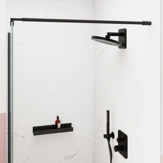 Blaufoss Onos 250 Tête de douche rond 25 cm avec bras de douche support mural noir mat