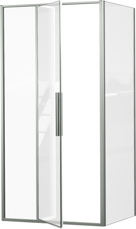 Luca Varess Morano paroi de douche avec porte pivotante et 2 parois latéraux fixes 100 x 80 cm verre transparent profil chrome brillant