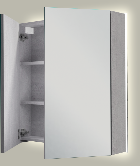 Linie Montro spiegelkast 70 x 75 cm betongrijs met spiegelverlichting
