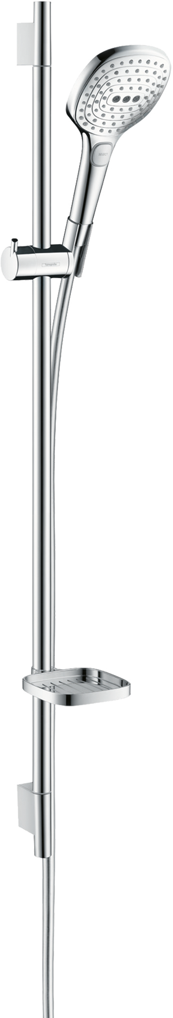 Hansgrohe Raindance Select E120 barre de douche 101cm avec douchette 12cm 3 fonctions de jet chrome et blanc brillants