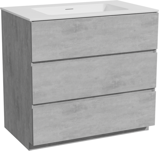 Storke Edge meuble salle de bains à poser 85 x 52 cm béton gris foncé avec Mata plan simple en solid surface blanc mat