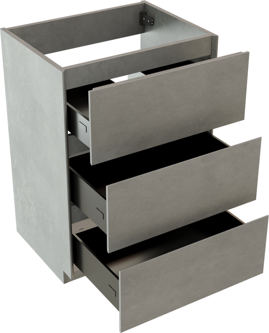 Storke Edge meuble sous-lavabo a poser 60 x 46 cm béton gris foncé 3 tiroirs