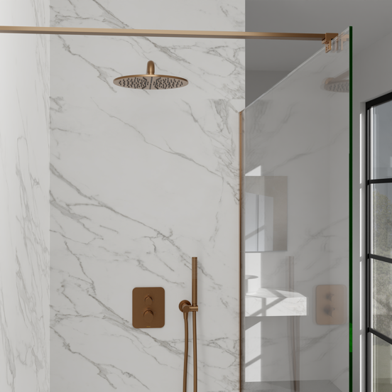 Blaufoss Round handdouche met doucheslang en aansluiting 1 straalfunctie Brushed Rosegold
