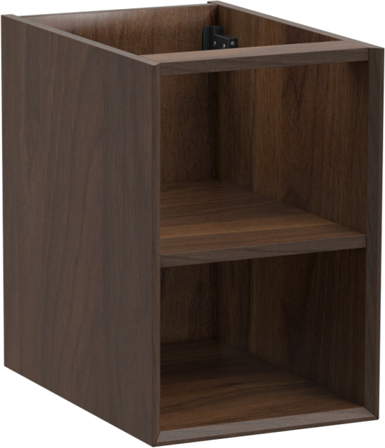 Storke Edge zwevende wastafelonderkast 35 x 52 cm notenhout met 2 open nissen