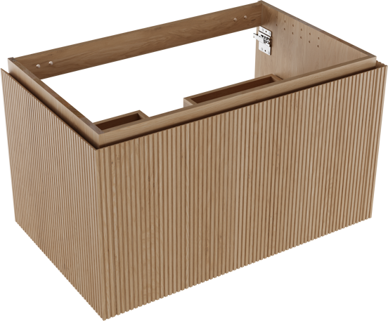 Balmani Eclips meuble sous-lavabo suspendu 90 x 55 cm Chêne naturelle 2 tiroirs Nervure sym. vert.