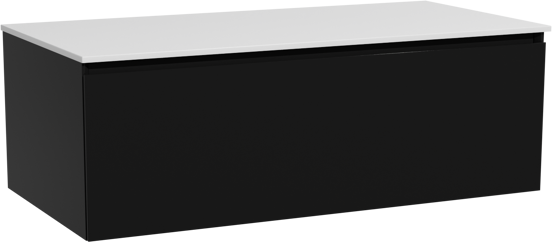 Storke Edge meuble salle de bains suspendu 105 x 52 cm noir mat avec Tavola tablette simple en solid surface blanc mat