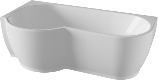Linie Paulo baignoire d'angle gauche mono 170 x 90 cm acrylique blanc brillant