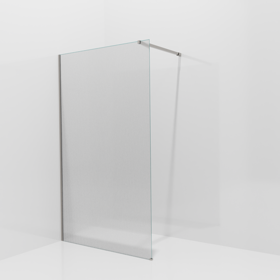 Balmani Modular Walk-In Dusche: 120 x 200 cm, Ribs, inklusive Coating, Profil Brushed Inox