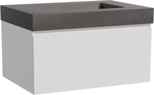 Storke Edge zwevend badmeubel 75 x 52 cm mat wit met Scuro High enkele wastafel in kwarts mat zwart