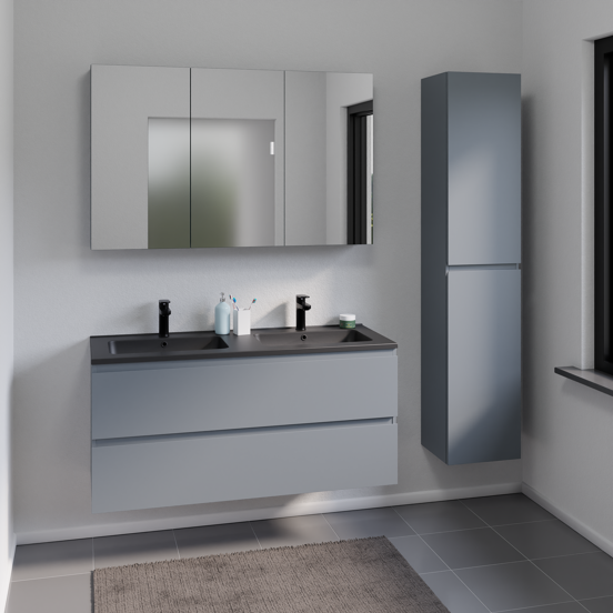 Linie Lado meuble sous-lavabo suspendu 120 x 46 cm bleu anthracite 2 tiroirs