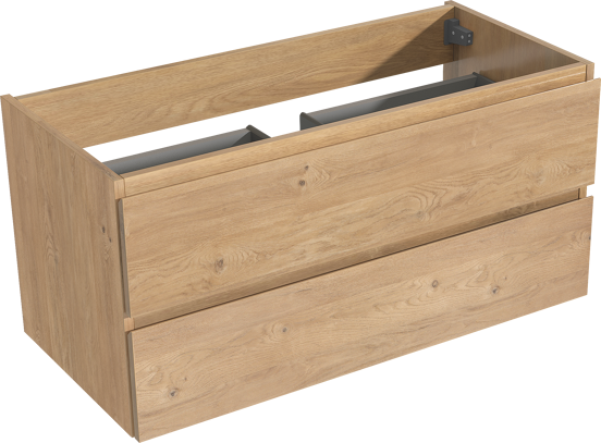 Storke Delta zwevend wastafelonderkast 100 x 48 cm natuur eik 2 lades