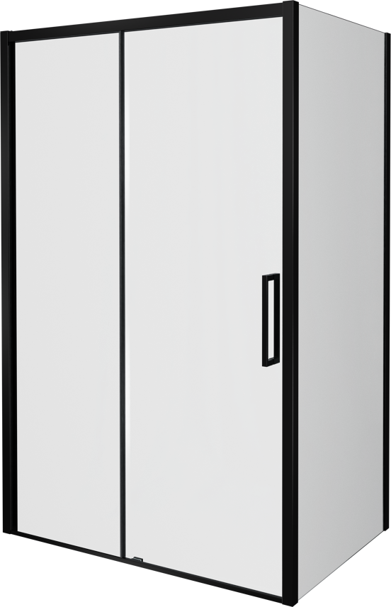 Balmani Senses Design douchehoek met linkse schuifdeur en vaste zijwand, 120 x 100 cm, Helder glas, Mat zwart profielen, met coating