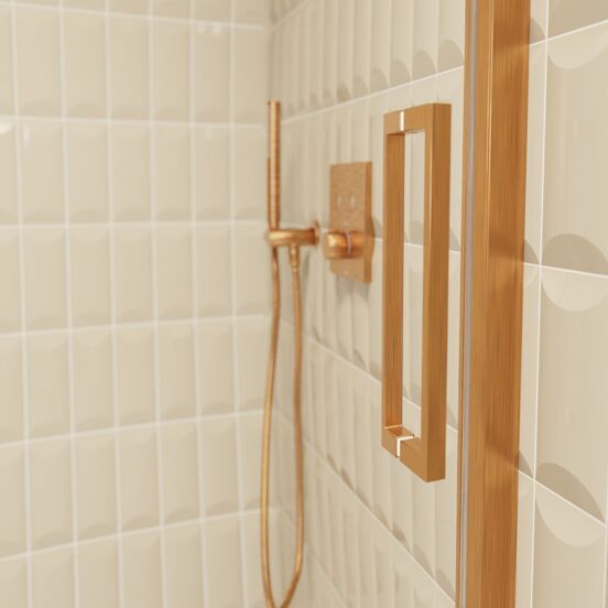 Balmani Senses Design douche schuifdeur omkeerbaar 140 cm x 210 cm Helder glas, Brushed Rosegold profielen