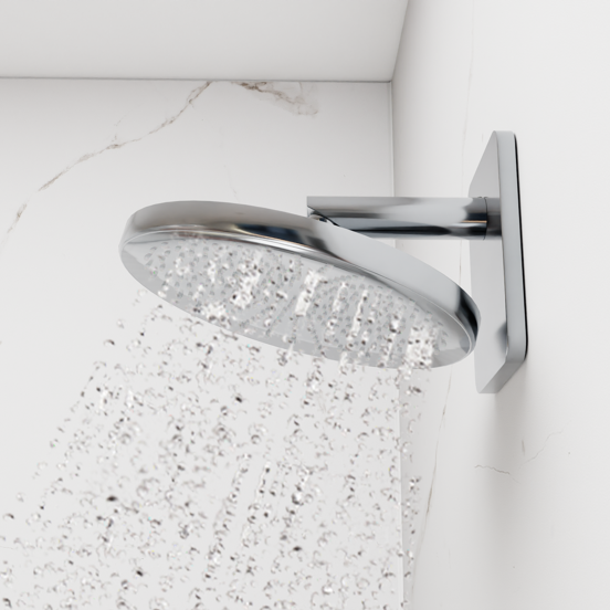 Blaufoss Onos 250 Duschkopf 25 cm, Wandmontage, mit Brausearm, Chrom