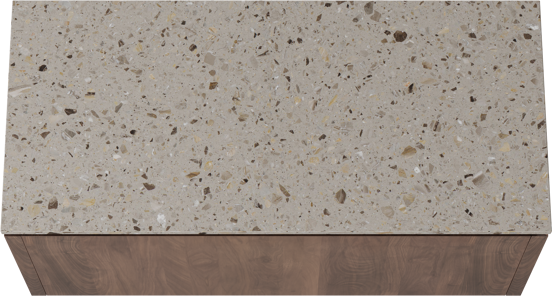 Balmani Eclips meuble salle de bains suspendu 120 x 55 cm Noyer américain avec Stretto tablette simple ou double en Terrazzo greige