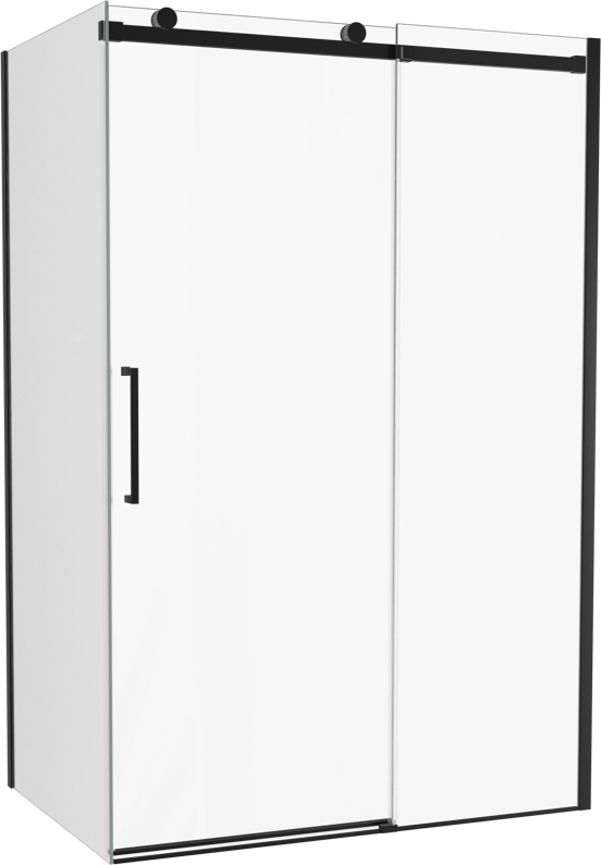 Luca Varess Boltano paroi de douche avec porte coulissante et paroi latérale fixe, 130 x 90 cm, verre transparent, profil noir