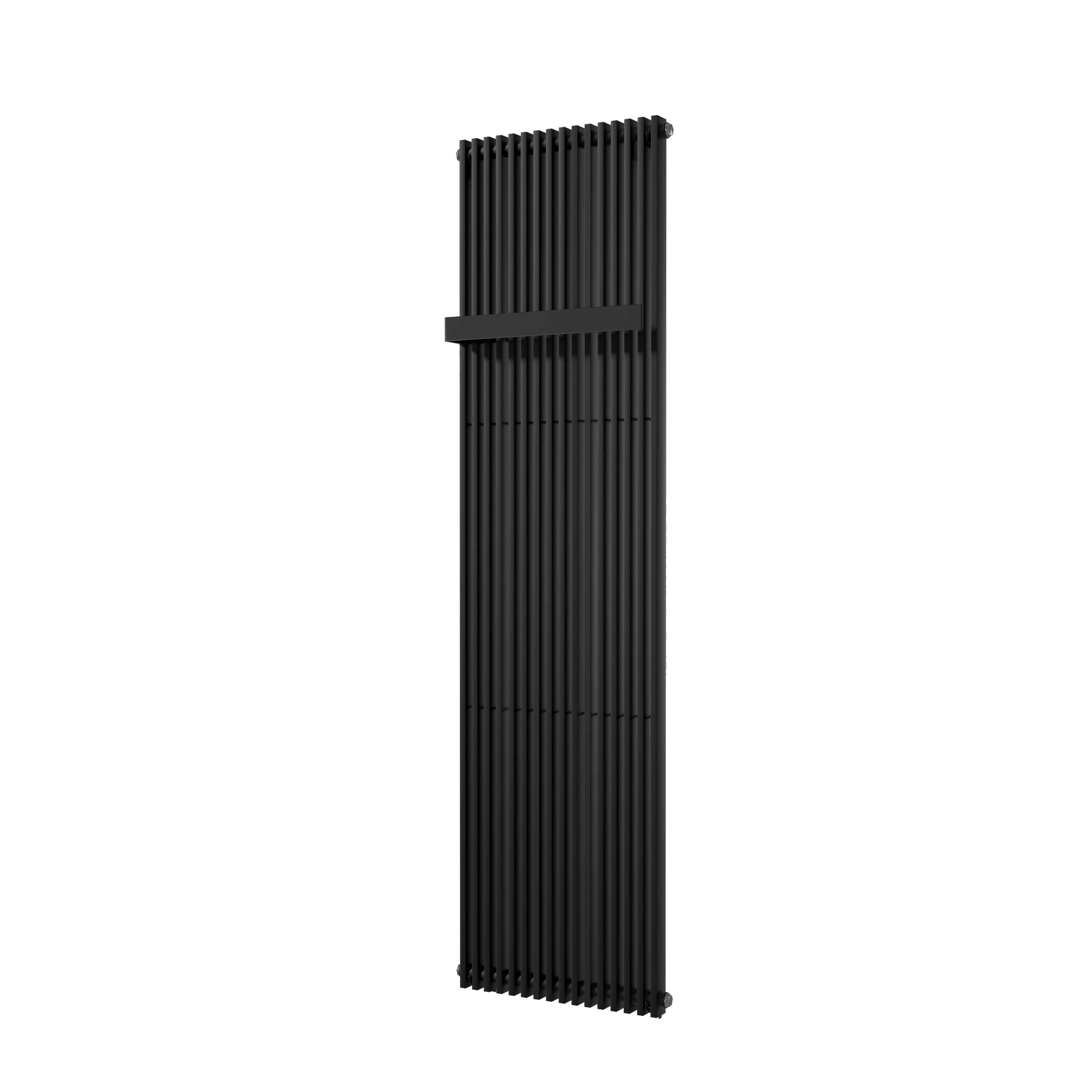 Vipera Corrason enkele badkamerradiator 50 x 180 cm centrale verwarming mat zwart zijaansluiting 1,649W
