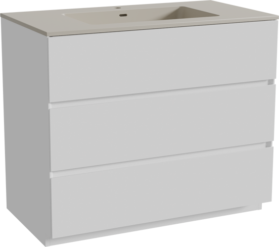 Storke Edge meuble salle de bains à poser 95 x 52 cm blanc brillant avec Diva plan simple en top solid soie grise