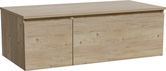 Storke Edge zwevend badkamermeubel 110 x 52 cm ruwe eik met Panton enkel tablet in melamine ruwe eik