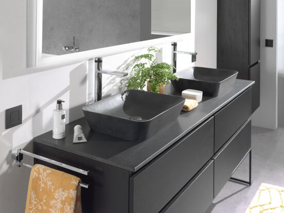Balmani Stretto enkel of dubbel wastafelblad verzoete graniet 180 x 55 cm