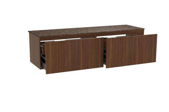 Balmani Sfera hängendes Möbelstück Set: 180 x 55 cm, Amerikanischer Nussbaum, mit Stretto Einzel- oder Doppel Waschtischplatte, Marmor Dark Emperador