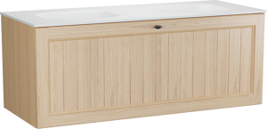 Balmani Lemon meuble salle de bains suspendu 135 x 55 cm, placage chêne naturel avec Tablo Arcato double vasque en blanc mat