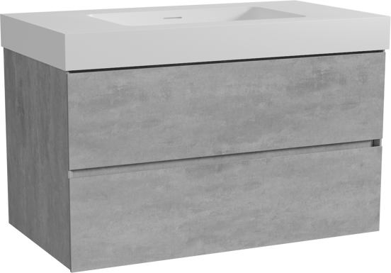 Storke Edge zwevend badkamermeubel 95 x 52 cm beton donkergrijs met Mata High enkele wastafel in solid surface mat wit