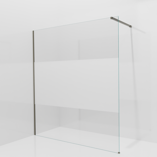 Balmani Modular douche à l'italienne: 180 x 200 cm, Verre transparent avec bande matte, avec coating, Profil Gris pierre