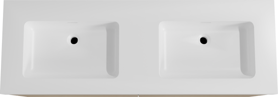 Storke Edge meuble salle de bains suspendu 150 x 52 cm chêne brut avec Mata High double vasque en solid surface blanc mat
