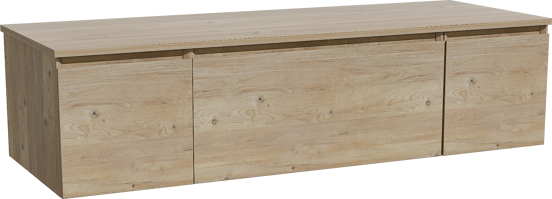 Storke Edge hängendes Möbelstück Set: 145 x 52 cm, Rohe Eiche, mit Panton Einzel- oder Doppel Waschtischplatte, Melamin Rohe Eiche