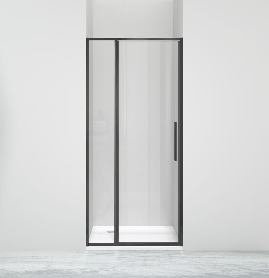 Luca Varess Morano douche draaideur 90 x 190 cm helder glas mat zwart profiel